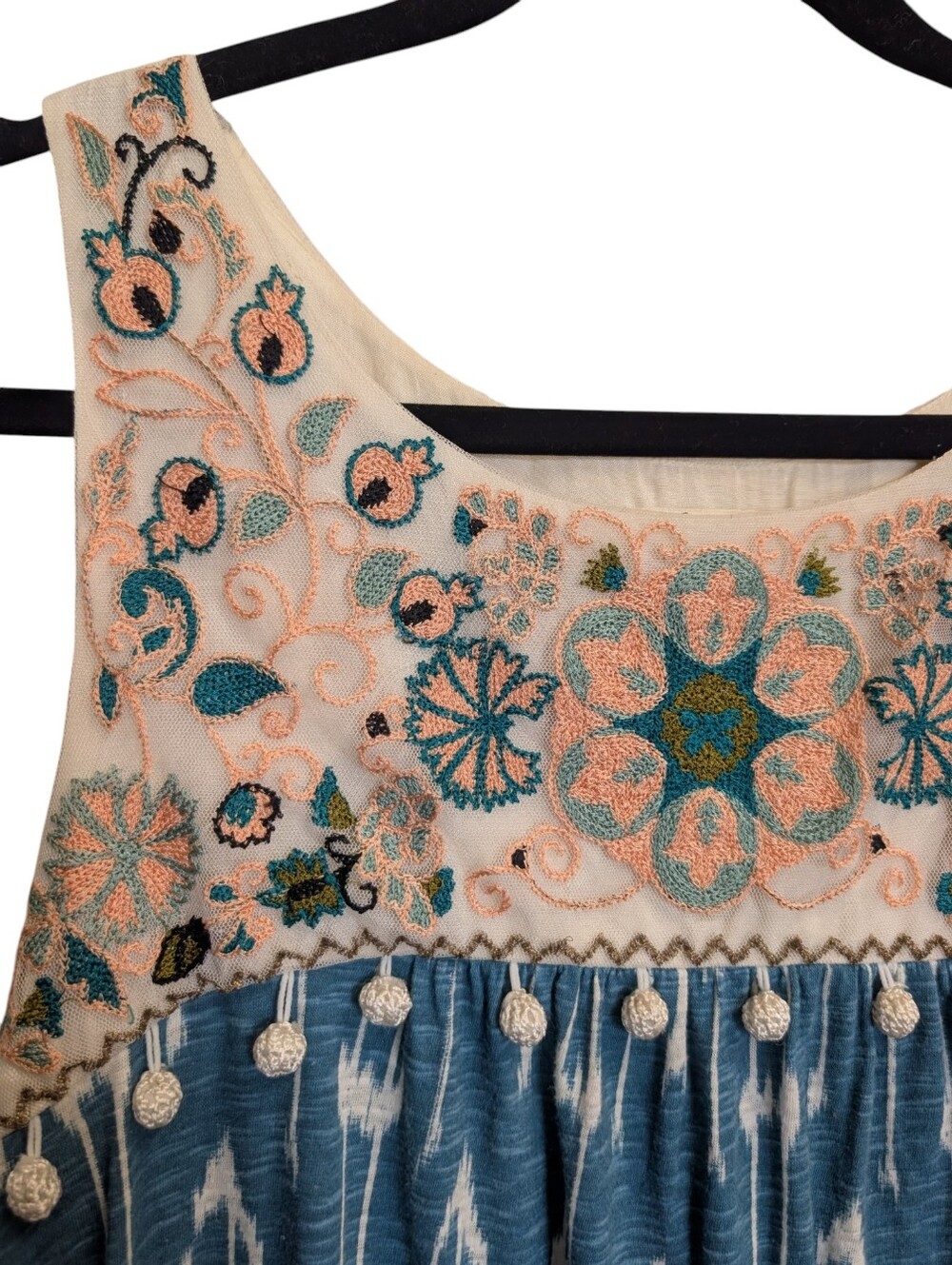 Anthropologie Floreat Embroidered Tank Top Tunic Boho Sz Small